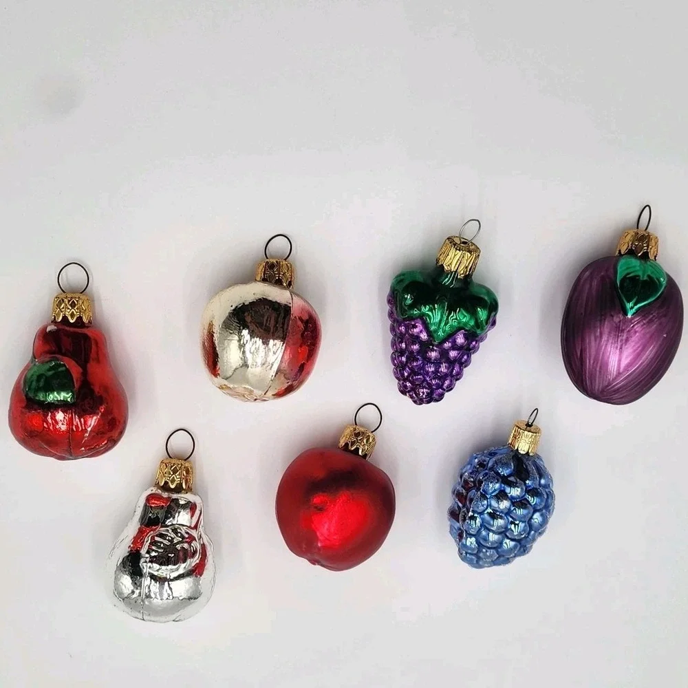 Vintage Mercury Fruit Glass Christmas Ornaments 7 Small German Holiday Nostalgia